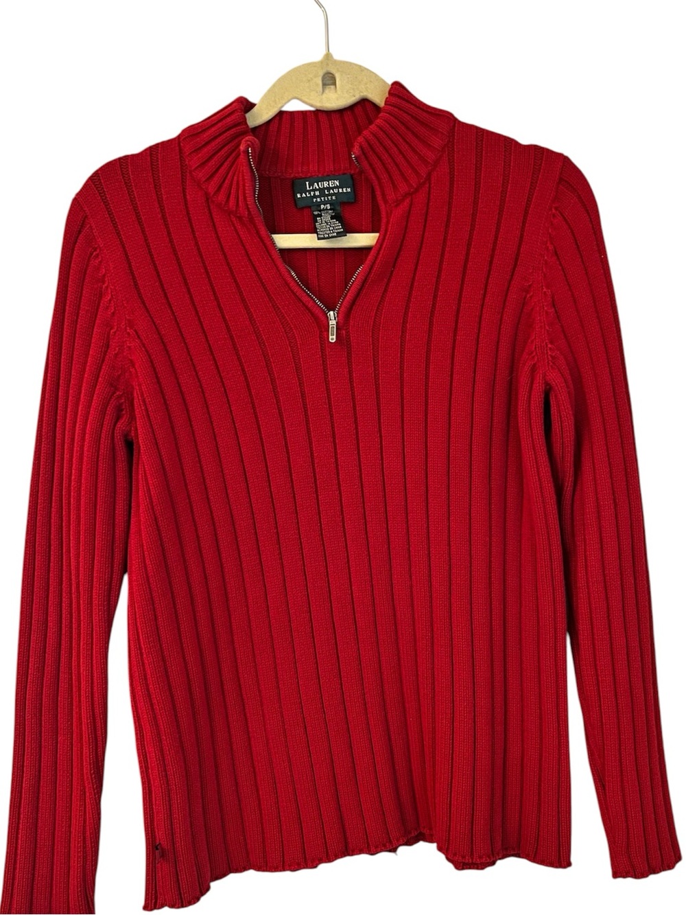 Lauren Ralph Lauren Chucky Cable Knit 3/4 Zip Sweater size PS